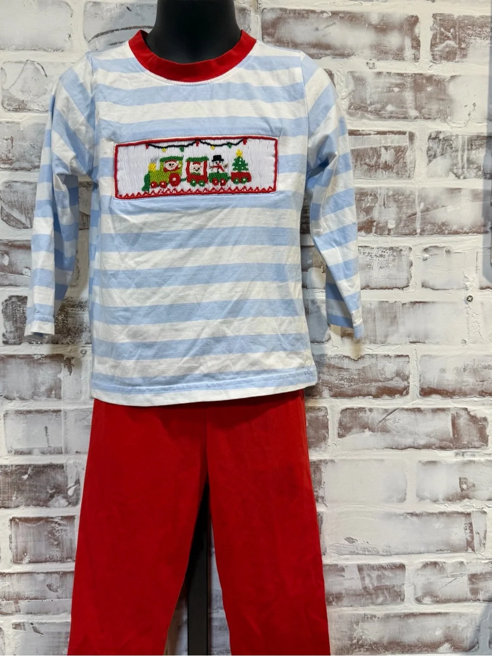 Kids Blue & Red Holiday Train matching Set 3T